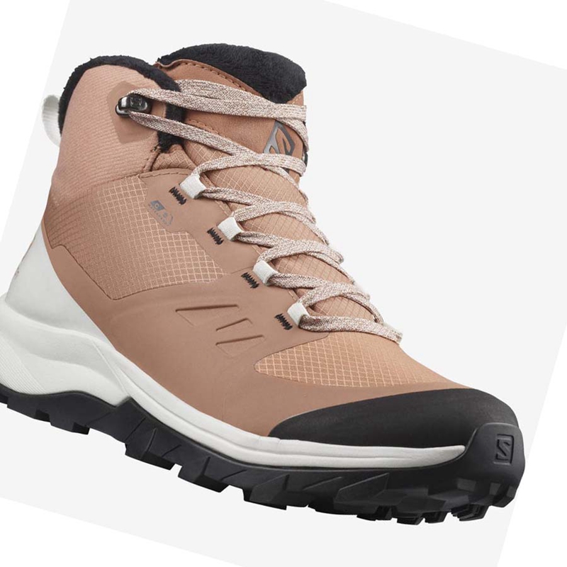 Botas de Invierno Salomon OUTSNAP CLIMASALOMON™ WATERPROOF Mujer Beige | AJYCUQL-31