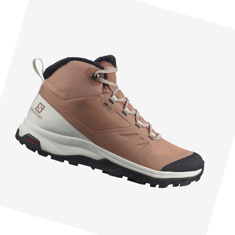 Botas de Invierno Salomon OUTSNAP CLIMASALOMON™ WATERPROOF Mujer Beige | AJYCUQL-31