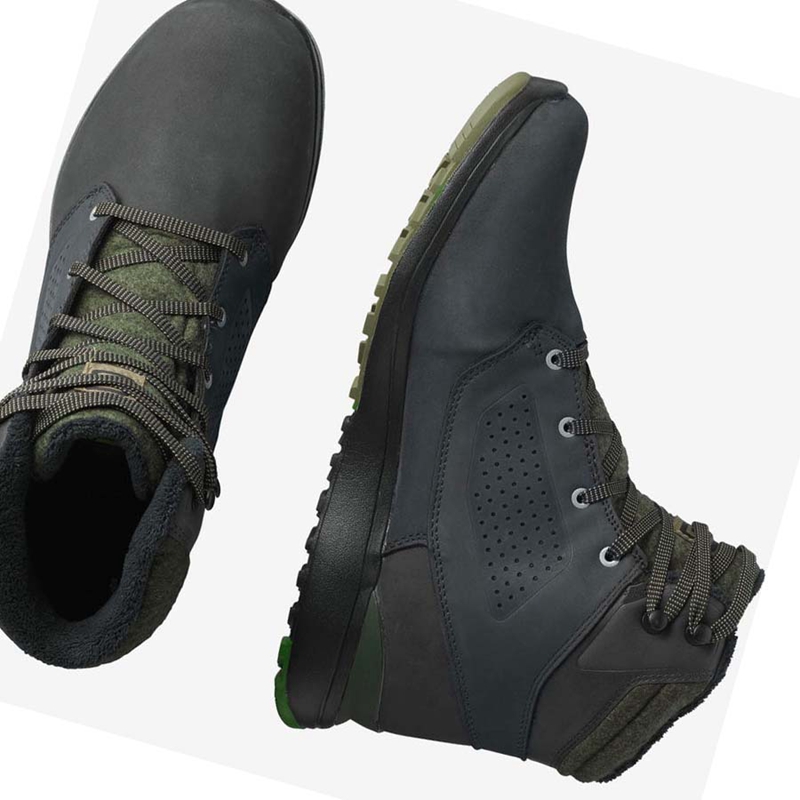 Botas de Invierno Salomon UTILITY WINTER CLIMASALOMON™ WATERPROOF Hombre Negras Verde | YKGVPQJ-84