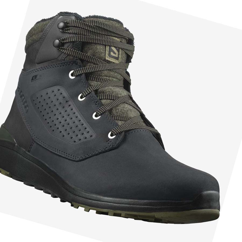 Botas de Invierno Salomon UTILITY WINTER CLIMASALOMON™ WATERPROOF Hombre Negras Verde | YKGVPQJ-84