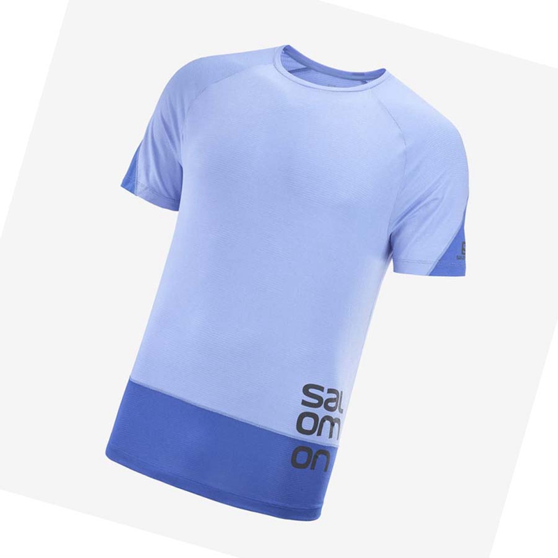 Camiseta Salomon CROSS RUN GRAPHIC Hombre Azules | XJUTVIF-63