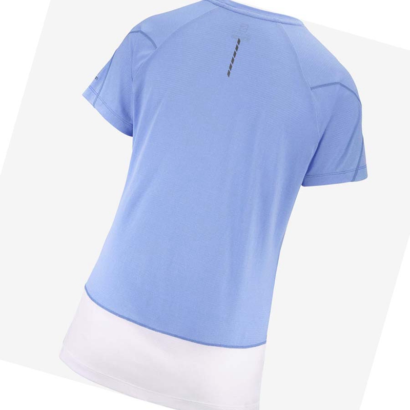 Camiseta Salomon CROSS RUN GRAPHIC Mujer Blancas Azules | DCQSOIU-46