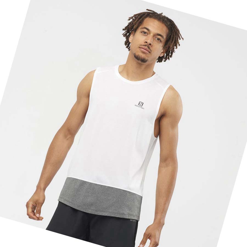 Camiseta Salomon CROSS RUN Hombre Blancas | KRIPLAT-68