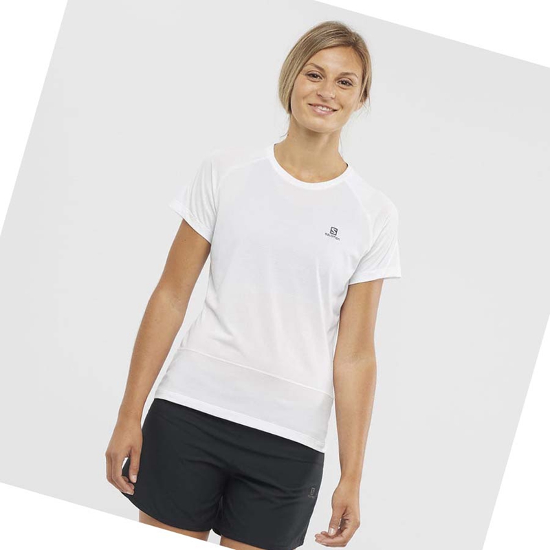 Camiseta Salomon CROSS RUN Mujer Blancas | IXBEZUL-73