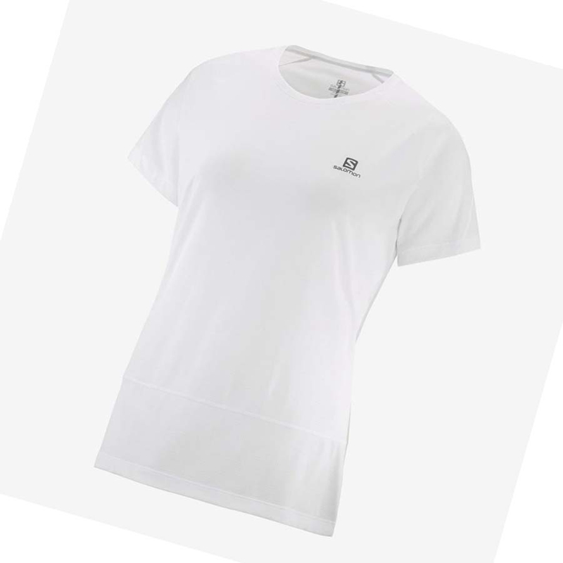 Camiseta Salomon CROSS RUN Mujer Blancas | IXBEZUL-73