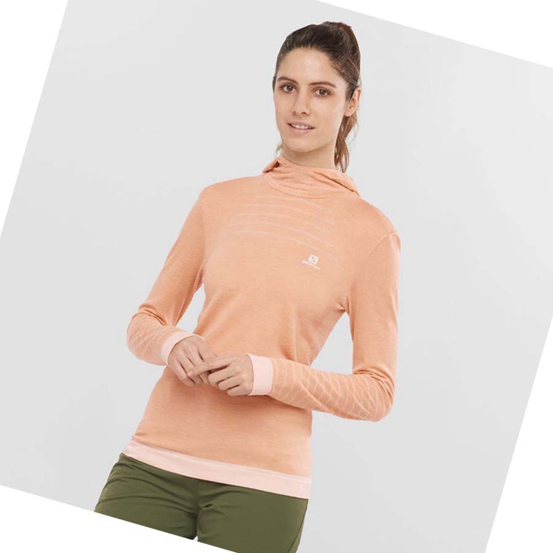 Camiseta Salomon ESSENTIAL WOOL Mujer Beige | TZPXIUL-25