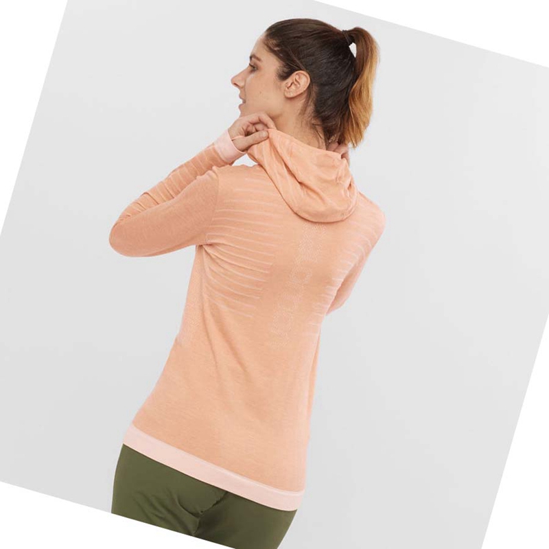 Camiseta Salomon ESSENTIAL WOOL Mujer Beige | TZPXIUL-25