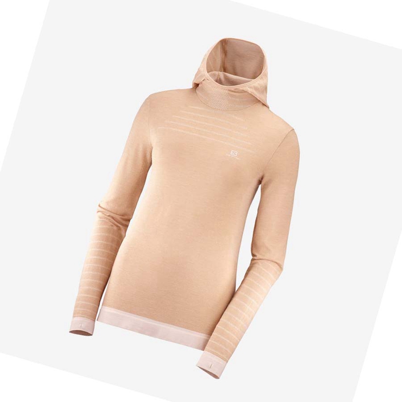 Camiseta Salomon ESSENTIAL WOOL Mujer Beige | TZPXIUL-25