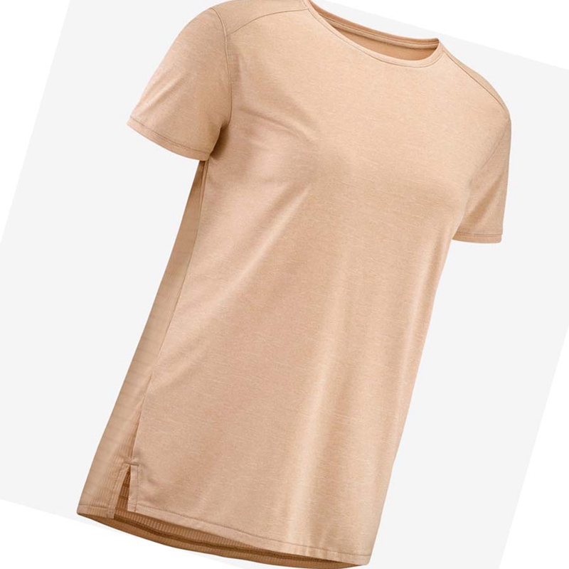 Camiseta Salomon OUTLINE SUMMER Mujer Beige | JATMXRW-73