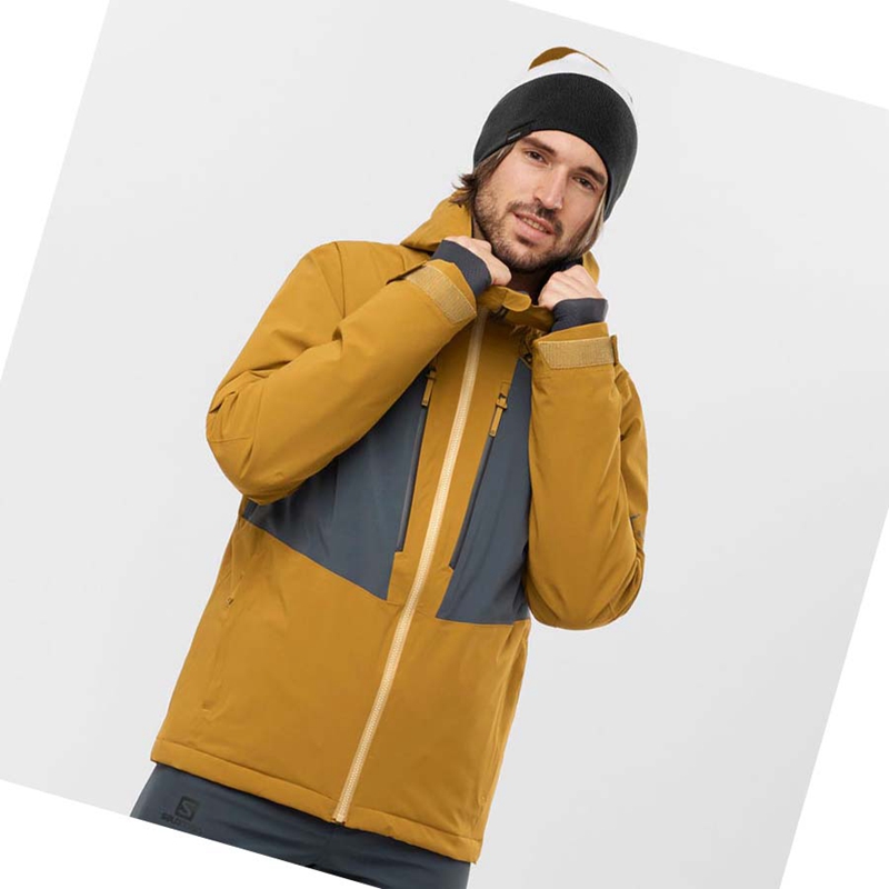 Chaquetas De Esquí Salomon HIGHLAND Ski Hombre Amarillo | XMZRVFN-24