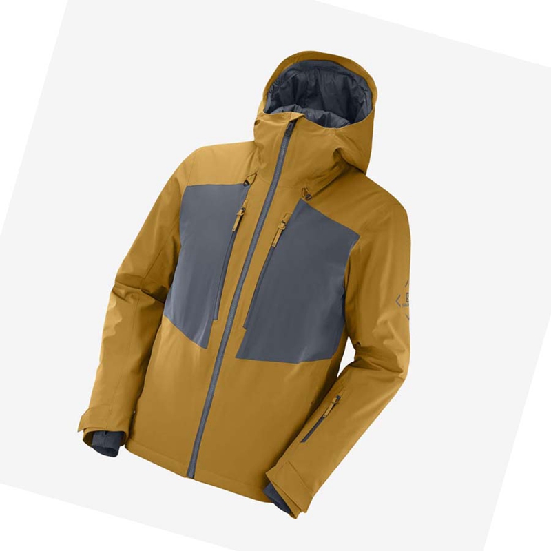 Chaquetas De Esquí Salomon HIGHLAND Ski Hombre Amarillo | XMZRVFN-24