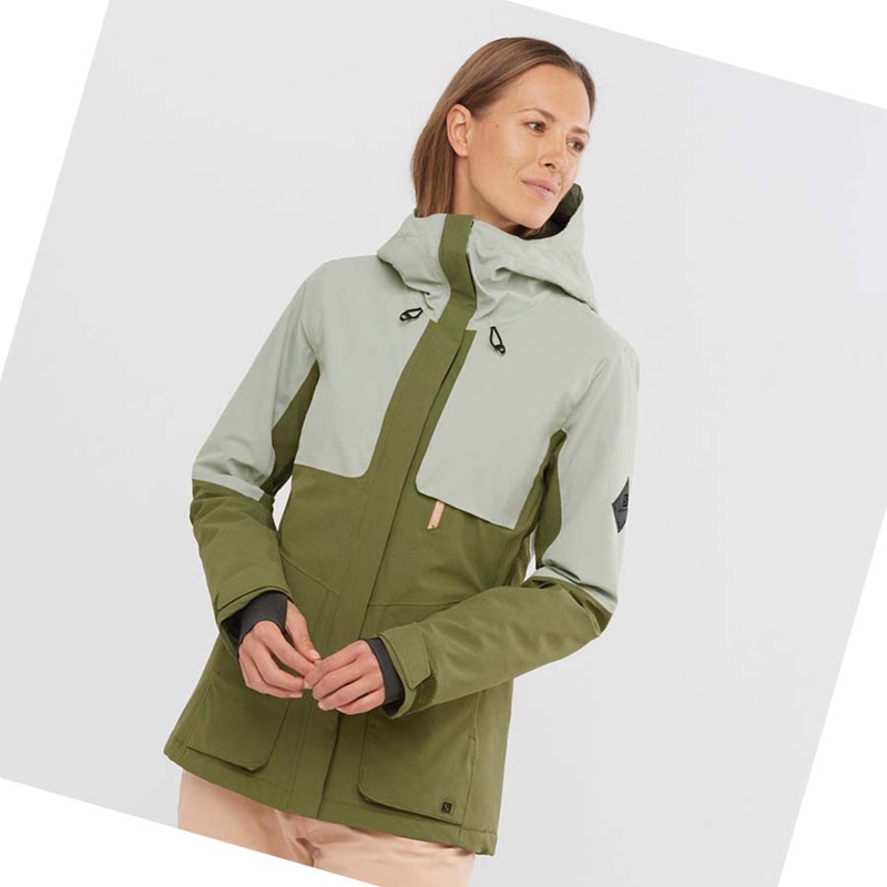 Chaquetas De Esquí Salomon PROOF LIGHT Mujer Verde Oliva | TPBXEOH-09