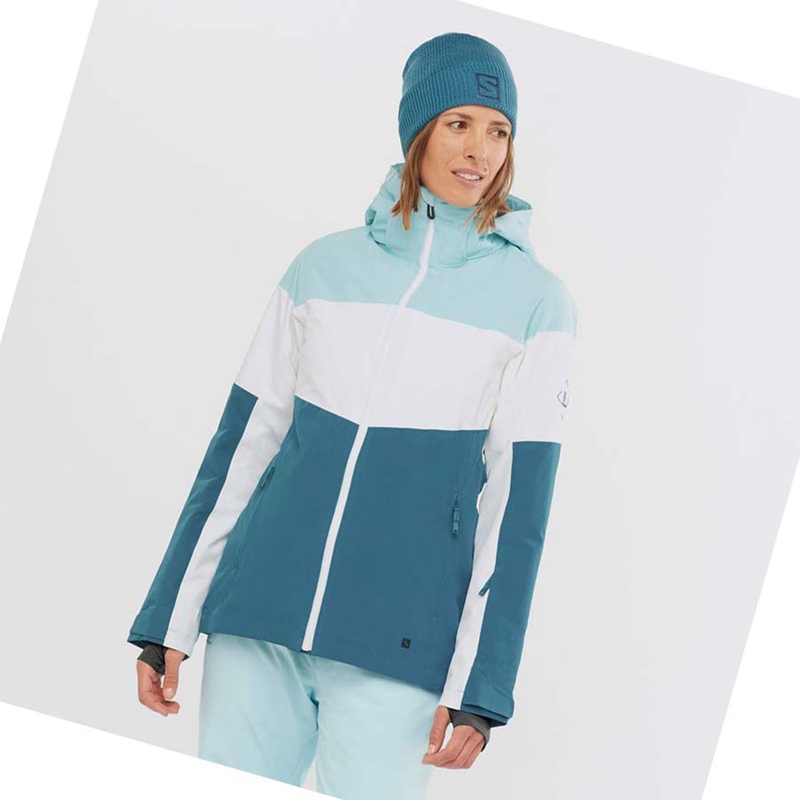 Chaquetas De Esquí Salomon SLALOM Mujer Azules | XEOKQDL-38