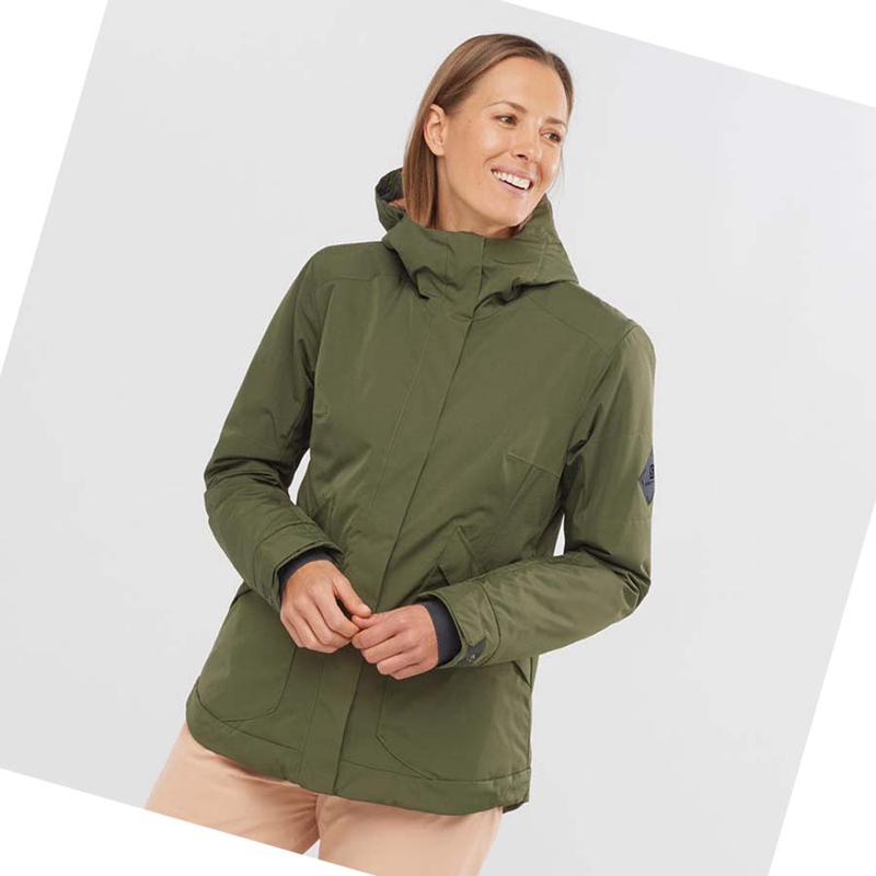 Chaquetas De Esquí Salomon SNOW REBEL Mujer Verde Oliva | EANOKQM-13