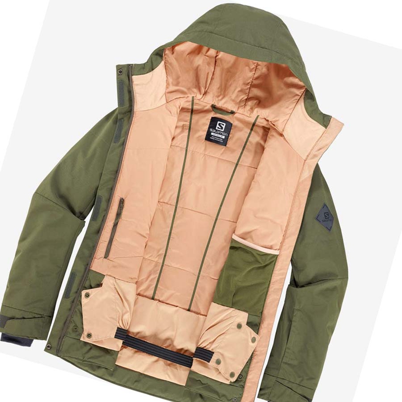 Chaquetas De Esquí Salomon SNOW REBEL Mujer Verde Oliva | EANOKQM-13