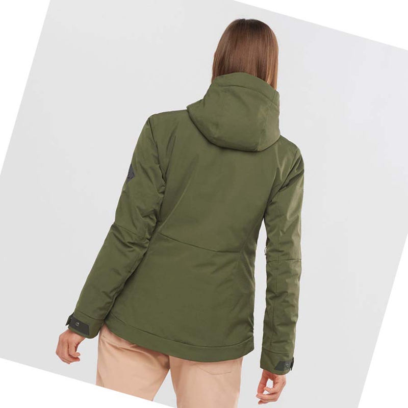 Chaquetas De Esquí Salomon SNOW REBEL Mujer Verde Oliva | EANOKQM-13