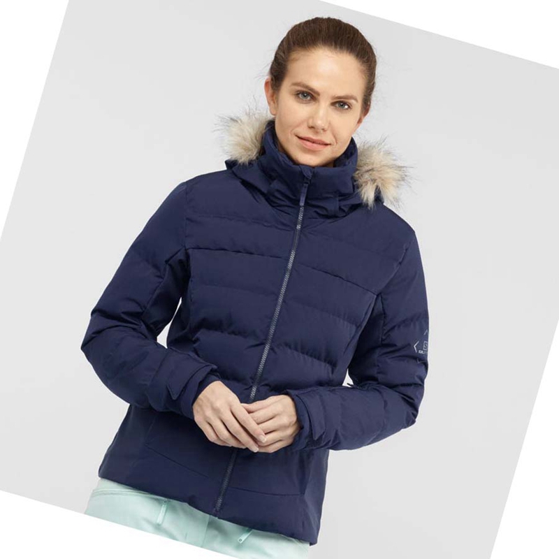 Chaquetas De Esquí Salomon STORMCOZY Mujer Azul Marino | ZIQLATS-36