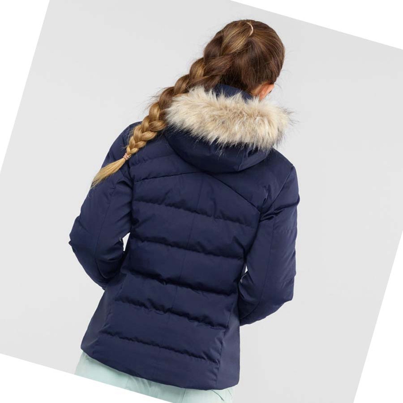 Chaquetas De Esquí Salomon STORMCOZY Mujer Azul Marino | ZIQLATS-36