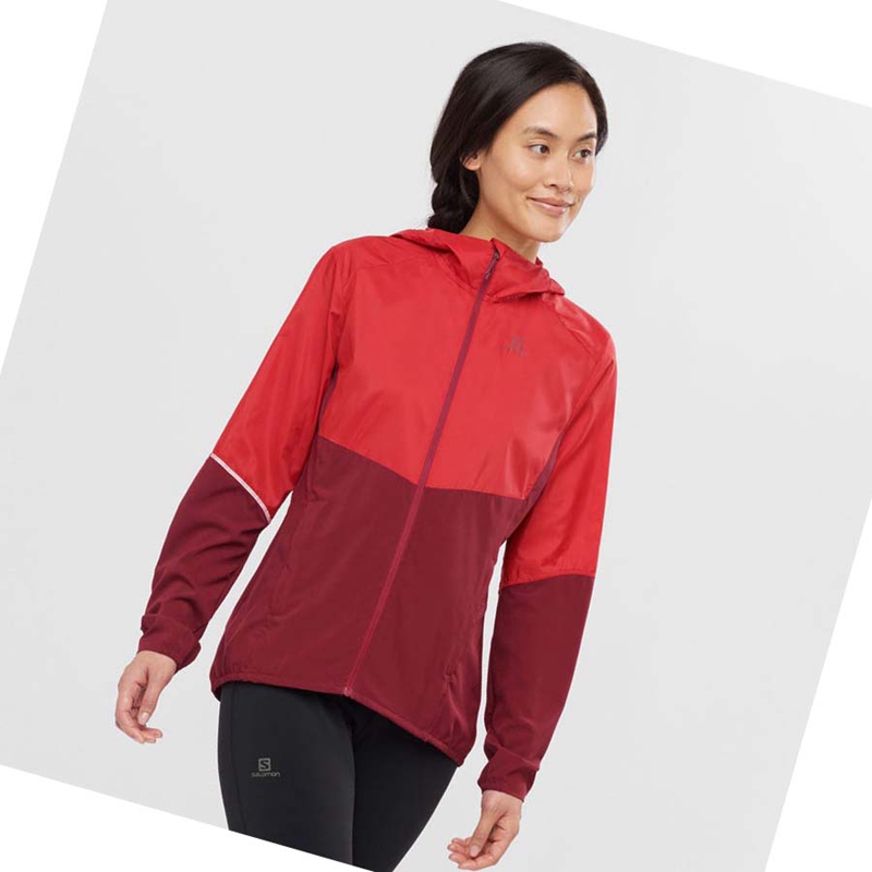 Chaquetas Salomon AGILE WIND WINDBREAKERS Mujer Rojas | CRDEJAN-93