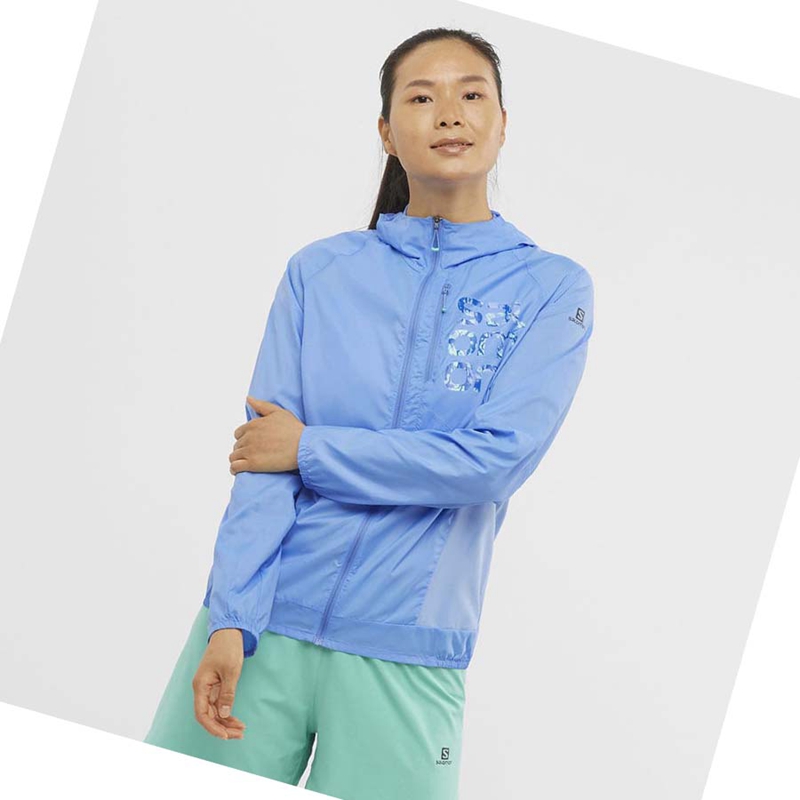 Chaquetas Salomon BONATTI CROSS WIND WINDBREAKERS Mujer Azules | GFWEZUC-60