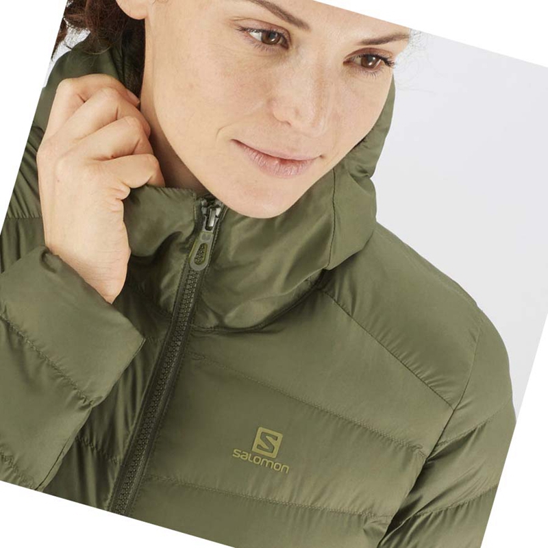 Chaquetas Salomon ESSENTIAL XWARM LONG INSULATED Mujer Verde Oliva | LIKVWAD-94