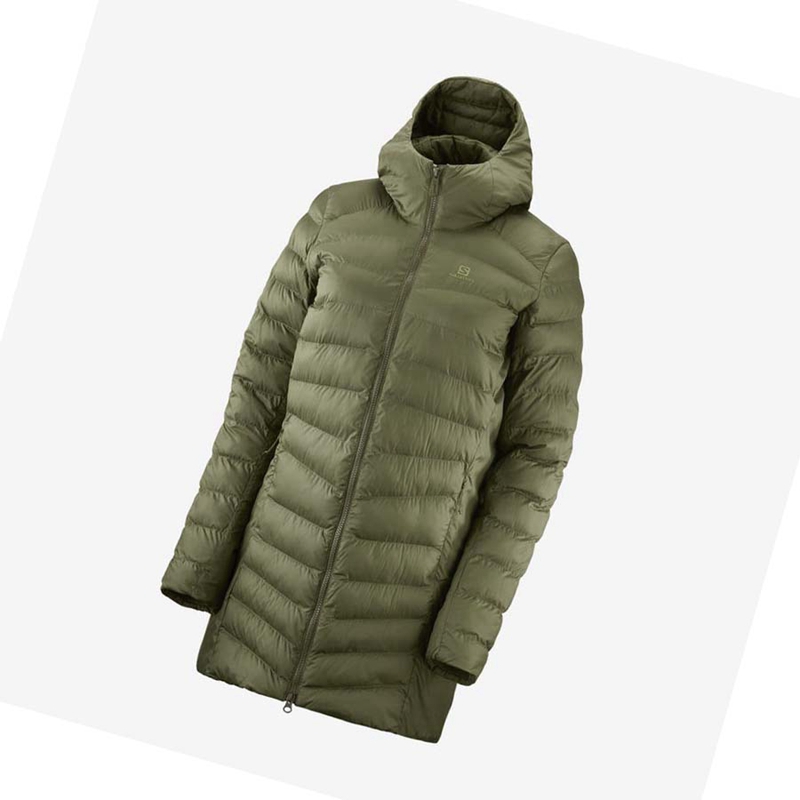 Chaquetas Salomon ESSENTIAL XWARM LONG INSULATED Mujer Verde Oliva | LIKVWAD-94