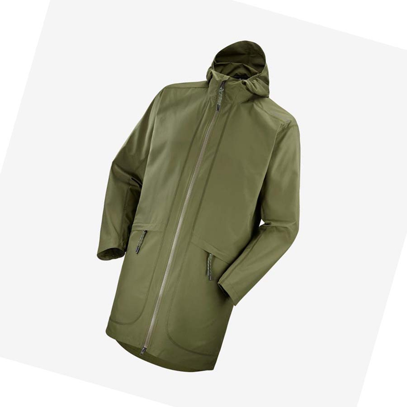 Chaquetas Salomon OUTLIFE LONG PACKABLE WINDBREAKERS Mujer Verde Oliva | QPAWBRV-95