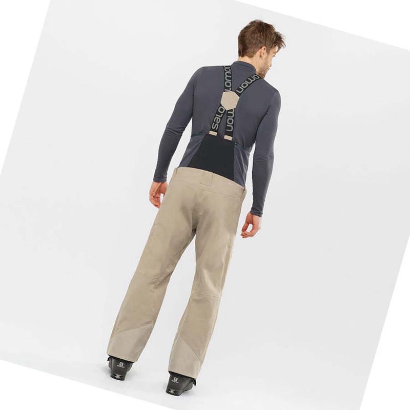 Pantalones De Esquí Salomon STANCE 3L BIB Hombre Beige | BZSFNQW-13