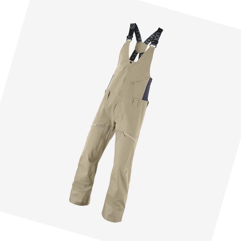 Pantalones De Esquí Salomon STANCE 3L BIB Hombre Beige | BZSFNQW-13