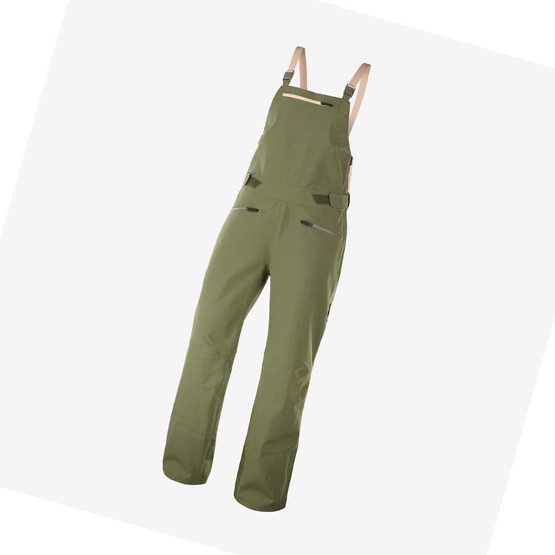 Pantalones De Esquí Salomon STANCE 3L BIB Mujer Verde Oliva | LKXOFWI-92