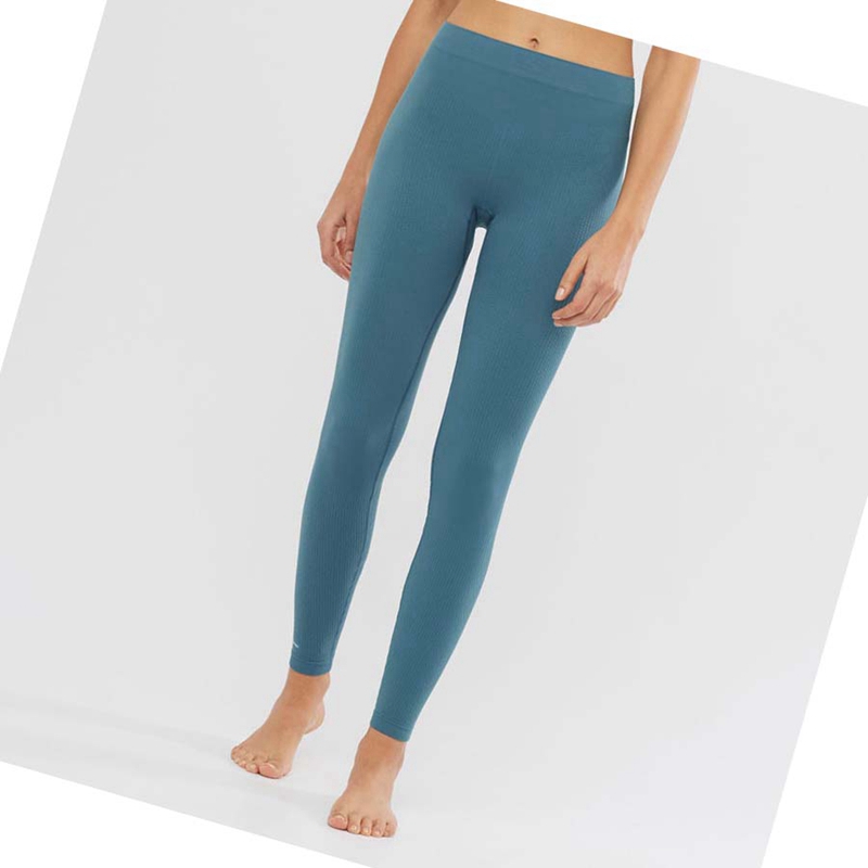 Pantalones Salomon ESSENTIAL SEAMLESS Mujer Azules | HBZJNDM-53