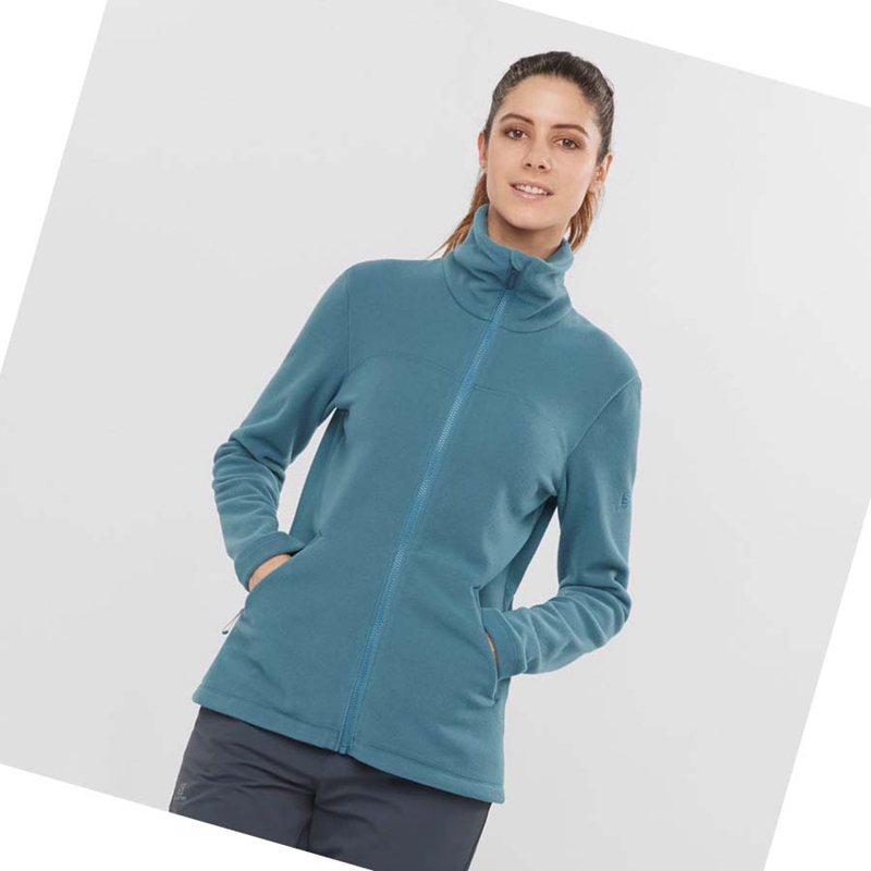 Sudadera Con Capucha Salomon ESSENTIAL COSY FLEECE Mujer Azules | FERALKU-25