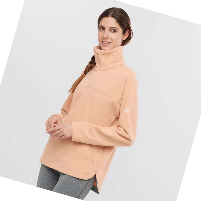 Sudadera Con Capucha Salomon ESSENTIAL COSY FLEECE Mujer Rosas | LAJUVTE-83