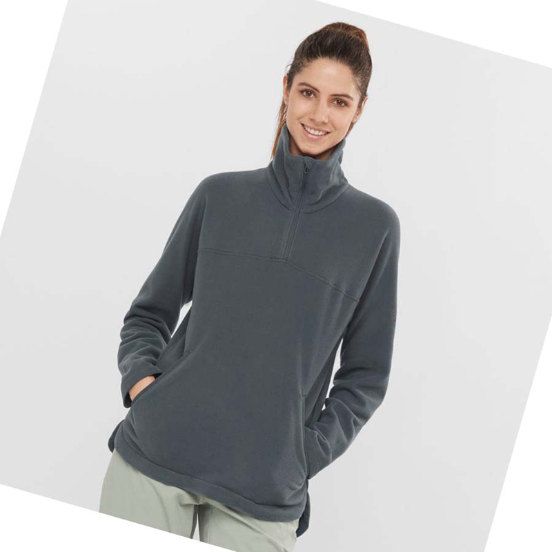 Sudadera Con Capucha Salomon ESSENTIAL COSY FLEECE Mujer Gris | LUCVSYX-50