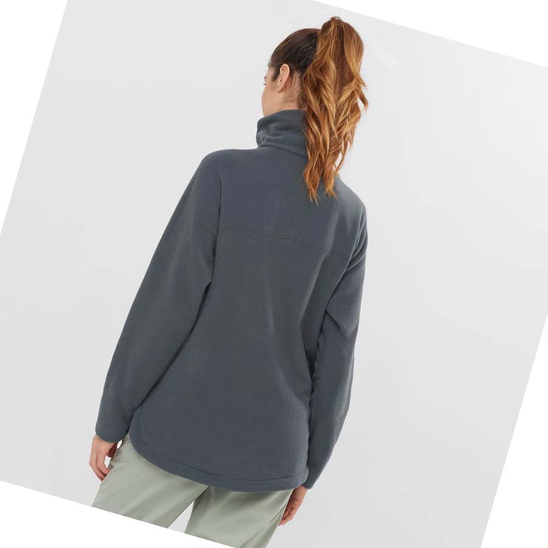 Sudadera Con Capucha Salomon ESSENTIAL COSY FLEECE Mujer Gris | LUCVSYX-50