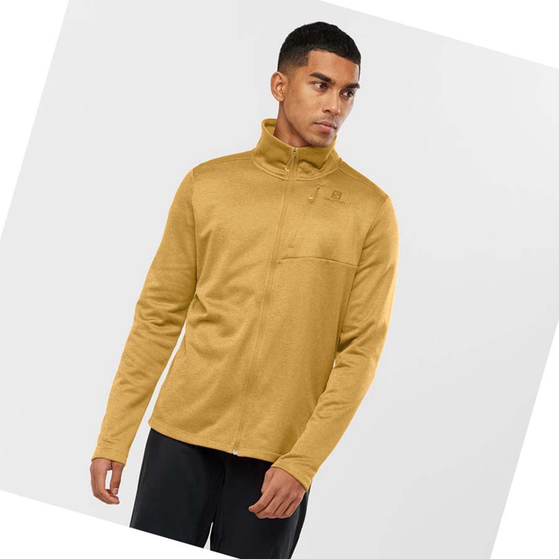 Sudadera Con Capucha Salomon ESSENTIAL LIGHTWARM HEATHER Hombre Amarillo | DGXKUZC-47