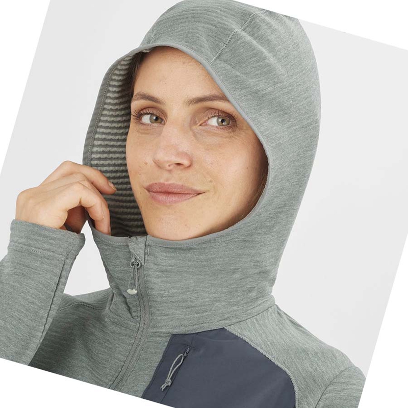 Sudadera Con Capucha Salomon ESSENTIAL LIGHTWARM HOODED Mujer Verde | KUBYFGZ-63