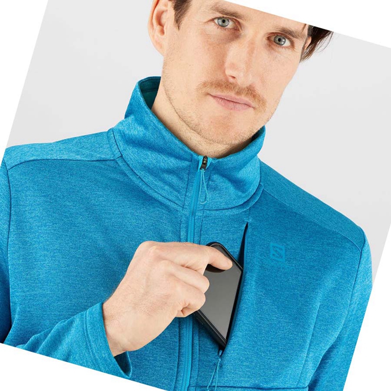 Sudadera Con Capucha Salomon ESSENTIAL LIGHTWARM HEATHER Hombre Azules | MKIQEYH-21