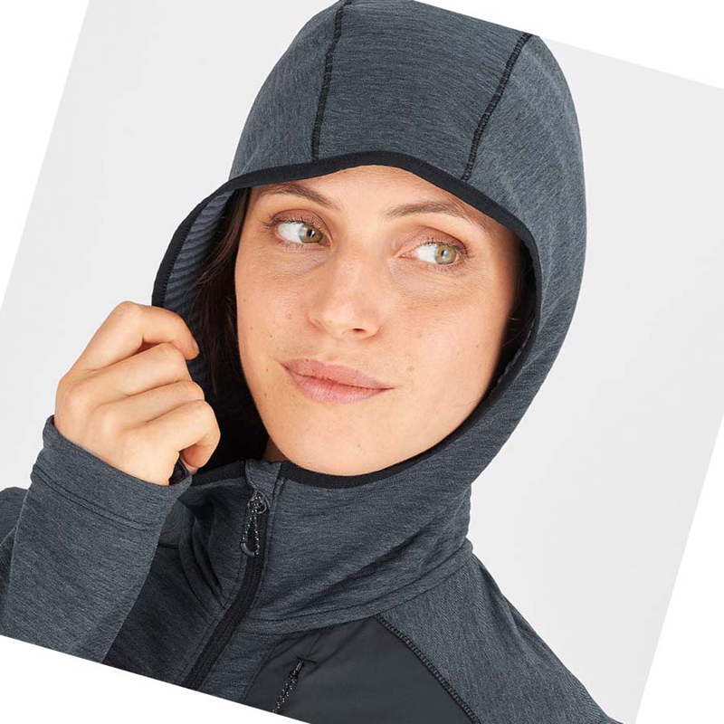 Sudadera Con Capucha Salomon ESSENTIAL LIGHTWARM HOODED Mujer Negras | ONAWLVK-58