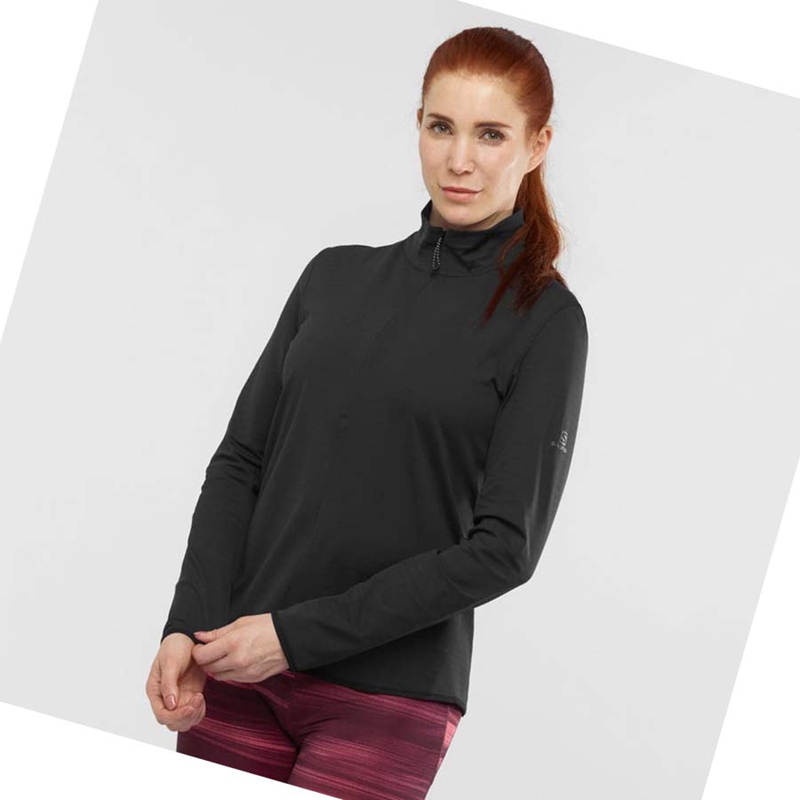 Sudadera Con Capucha Salomon ESSENTIAL LIGHTWARM Mujer Negras | REQCNWH-20