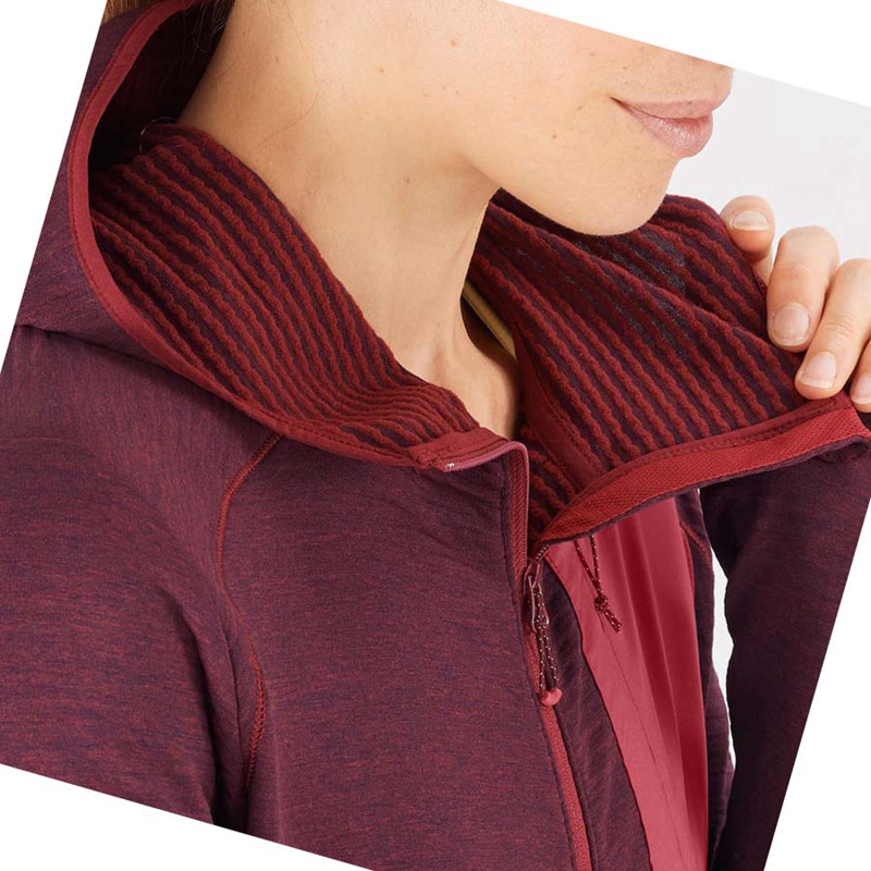 Sudadera Con Capucha Salomon ESSENTIAL LIGHTWARM HOODED Mujer Rojas | RWVKZEG-31