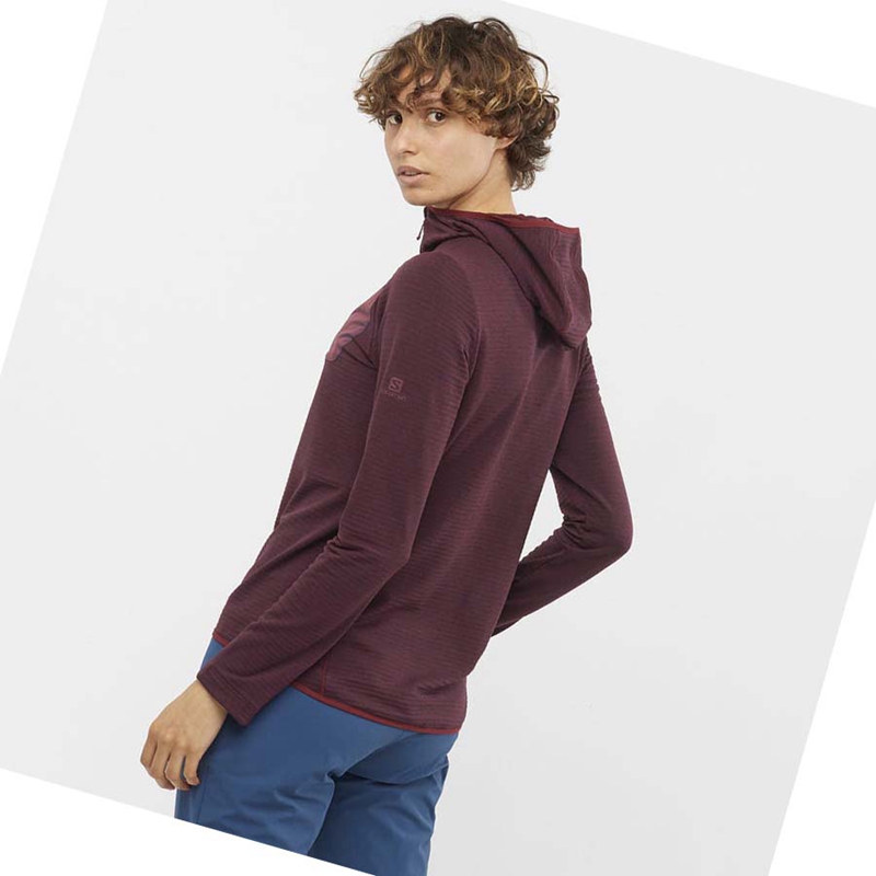 Sudadera Con Capucha Salomon ESSENTIAL LIGHTWARM HOODED Mujer Rojas | RWVKZEG-31