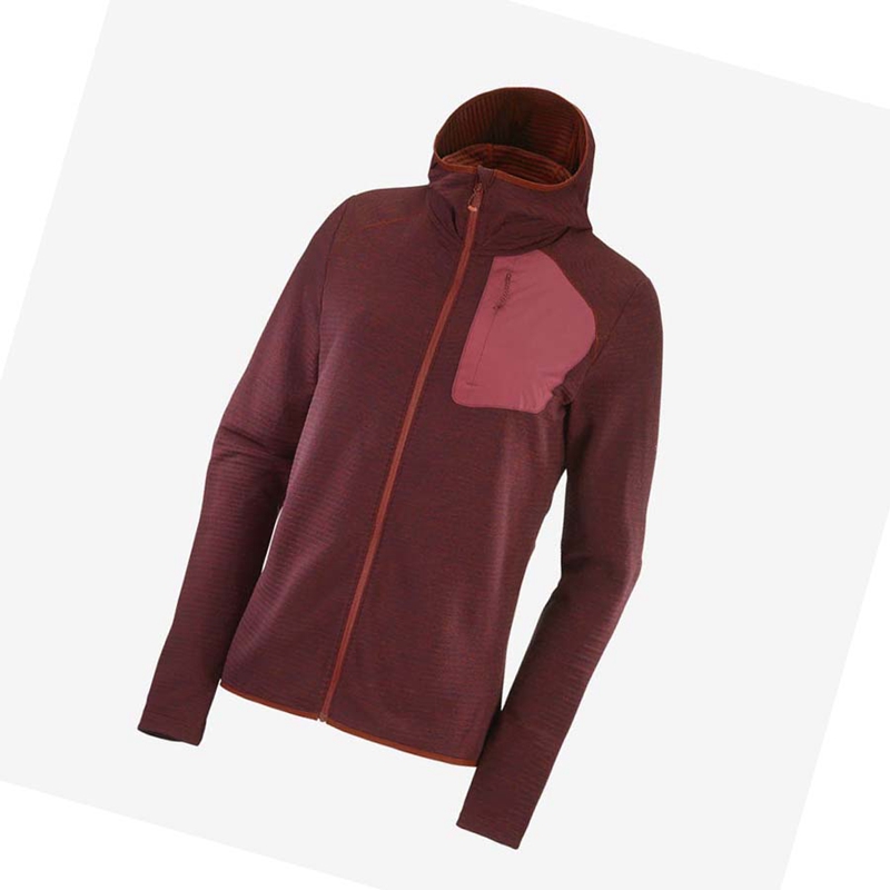 Sudadera Con Capucha Salomon ESSENTIAL LIGHTWARM HOODED Mujer Rojas | RWVKZEG-31