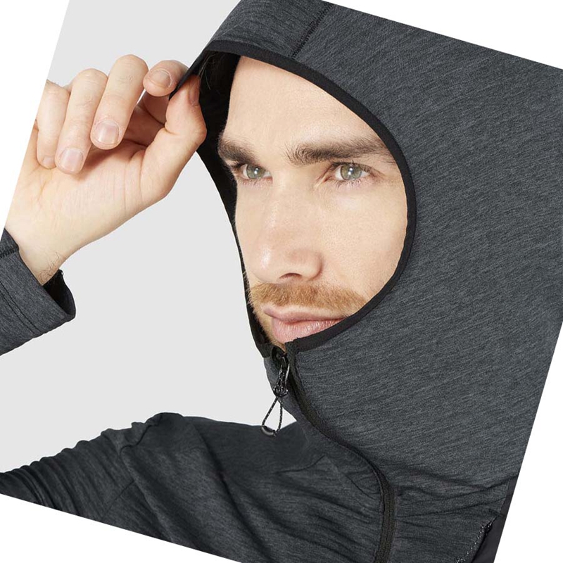 Sudadera Con Capucha Salomon ESSENTIAL LIGHTWARM HOODED Hombre Negras | XJEHNFC-03