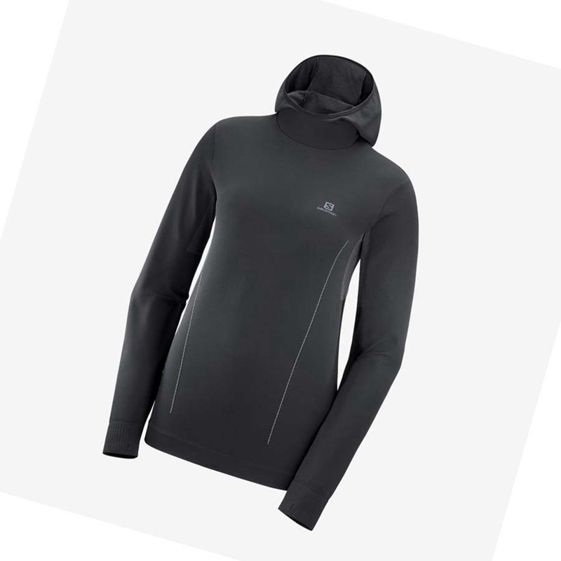 Sudadera Con Capucha Salomon ESSENTIAL SEAMLESS Mujer Negras | KFCAZNR-93