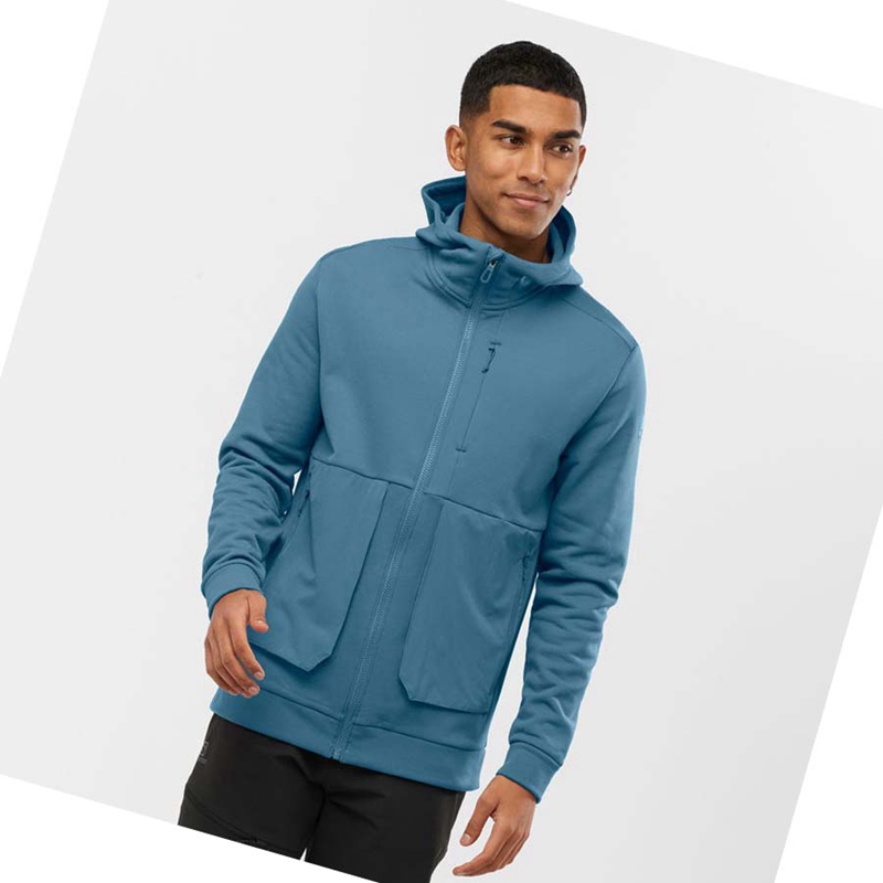 Sudadera Con Capucha Salomon ESSENTIAL WARM FLEECE Hombre Azules | JCXZRWT-80