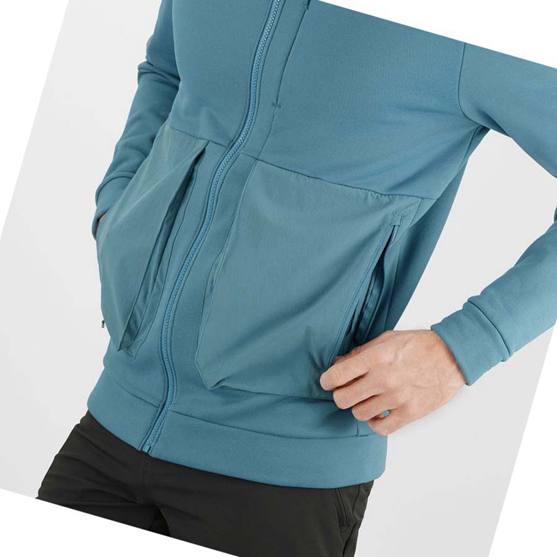 Sudadera Con Capucha Salomon ESSENTIAL WARM FLEECE Hombre Azules | JCXZRWT-80