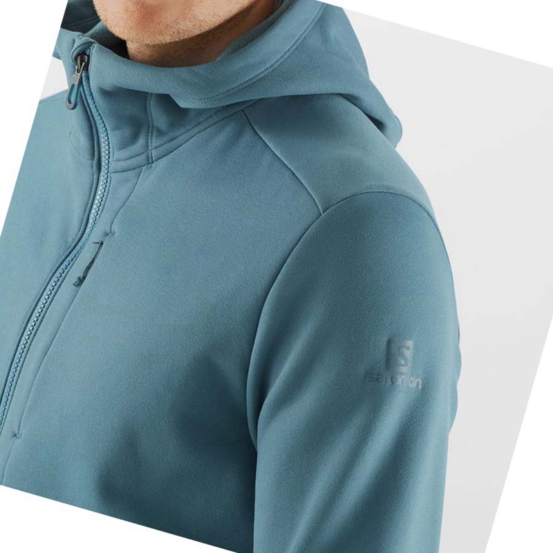 Sudadera Con Capucha Salomon ESSENTIAL WARM FLEECE Hombre Azules | JCXZRWT-80