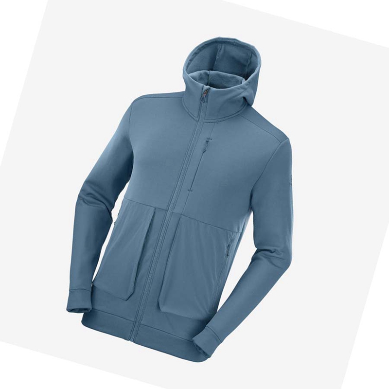 Sudadera Con Capucha Salomon ESSENTIAL WARM FLEECE Hombre Azules | JCXZRWT-80