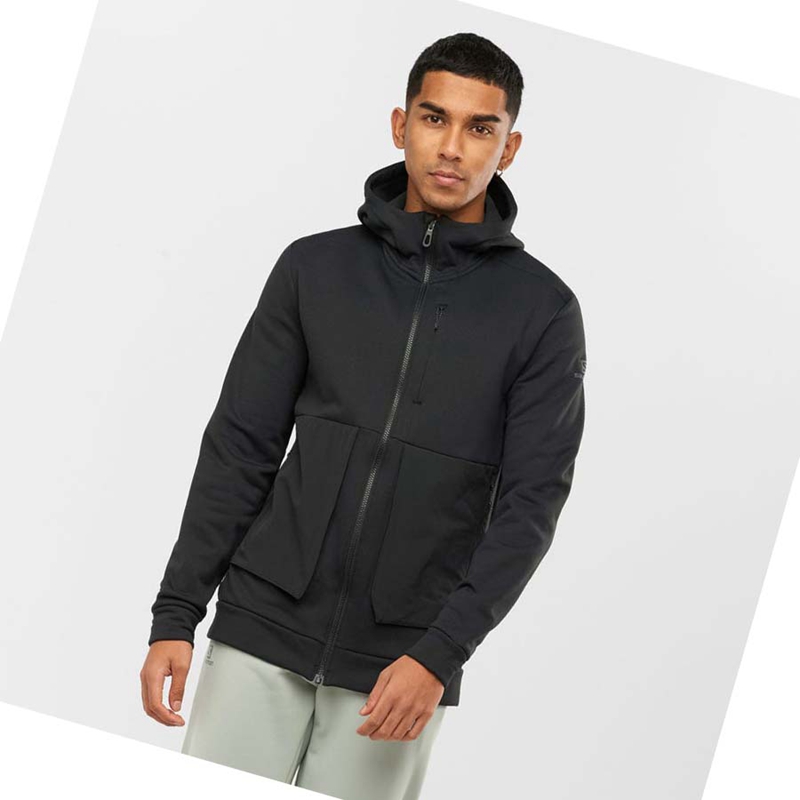 Sudadera Con Capucha Salomon ESSENTIAL WARM FLEECE Hombre Negras | SDVWPTG-25